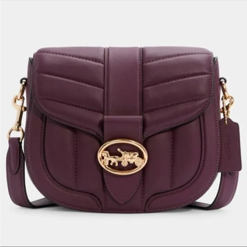 Coach Puffy Quilted Georgie Saddle Bag  - Boysenberry Purple - NWT C2803